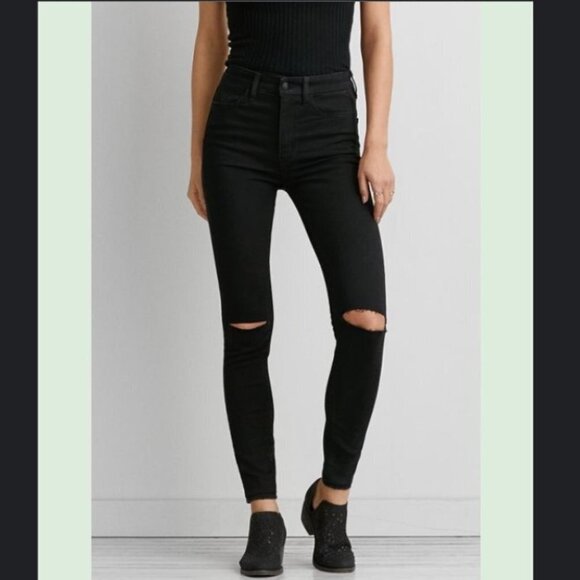 American Eagle Outfitters  Ripped Super Stretch Super Hi Rise Jegging Jeans - Picture 1 of 16